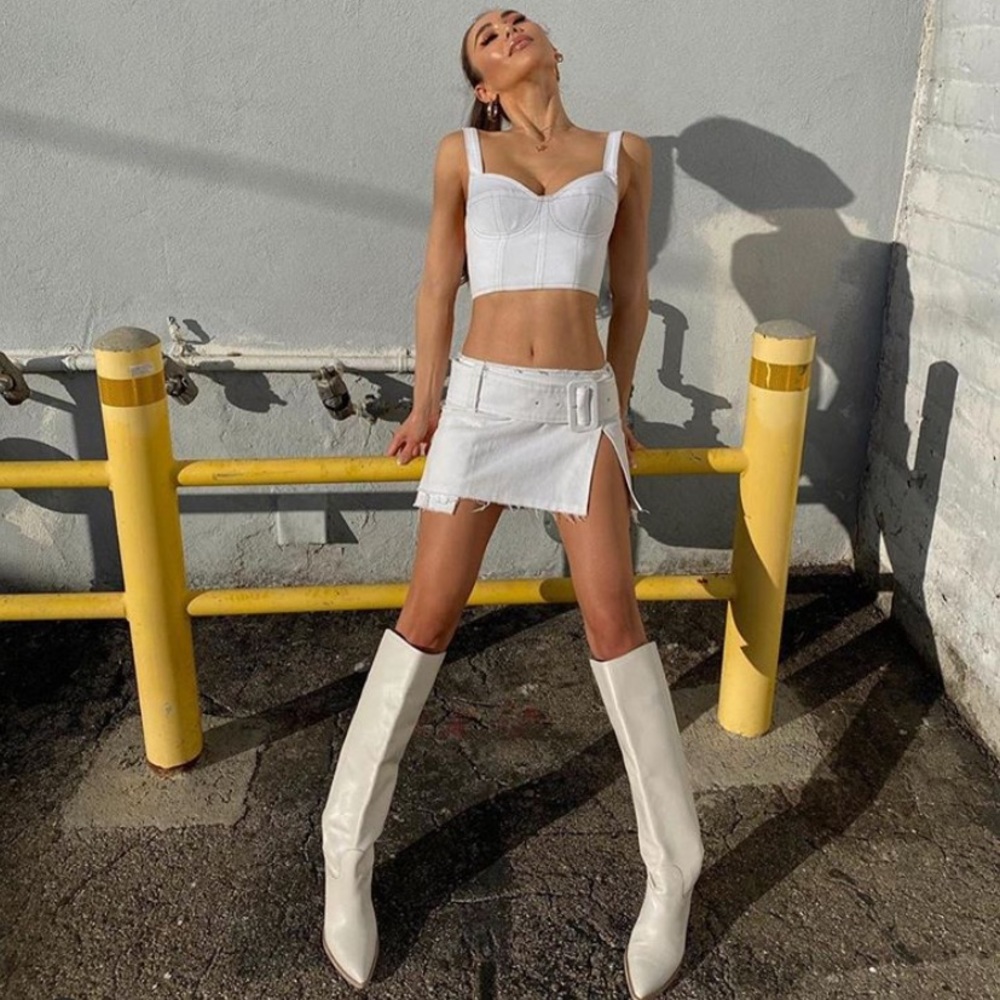 Are You Am I KETKI White Mini Skirt 0 XS